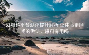 51爆料平台测评提升解析 让体验更顺畅的做法，爆料有用吗